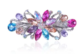 Flower Luxury Jewelry Design Hairpin Rhinestone Hair Barrette Clip,Also Perfect Mother's Day Gifts for Mom(Multicolor)