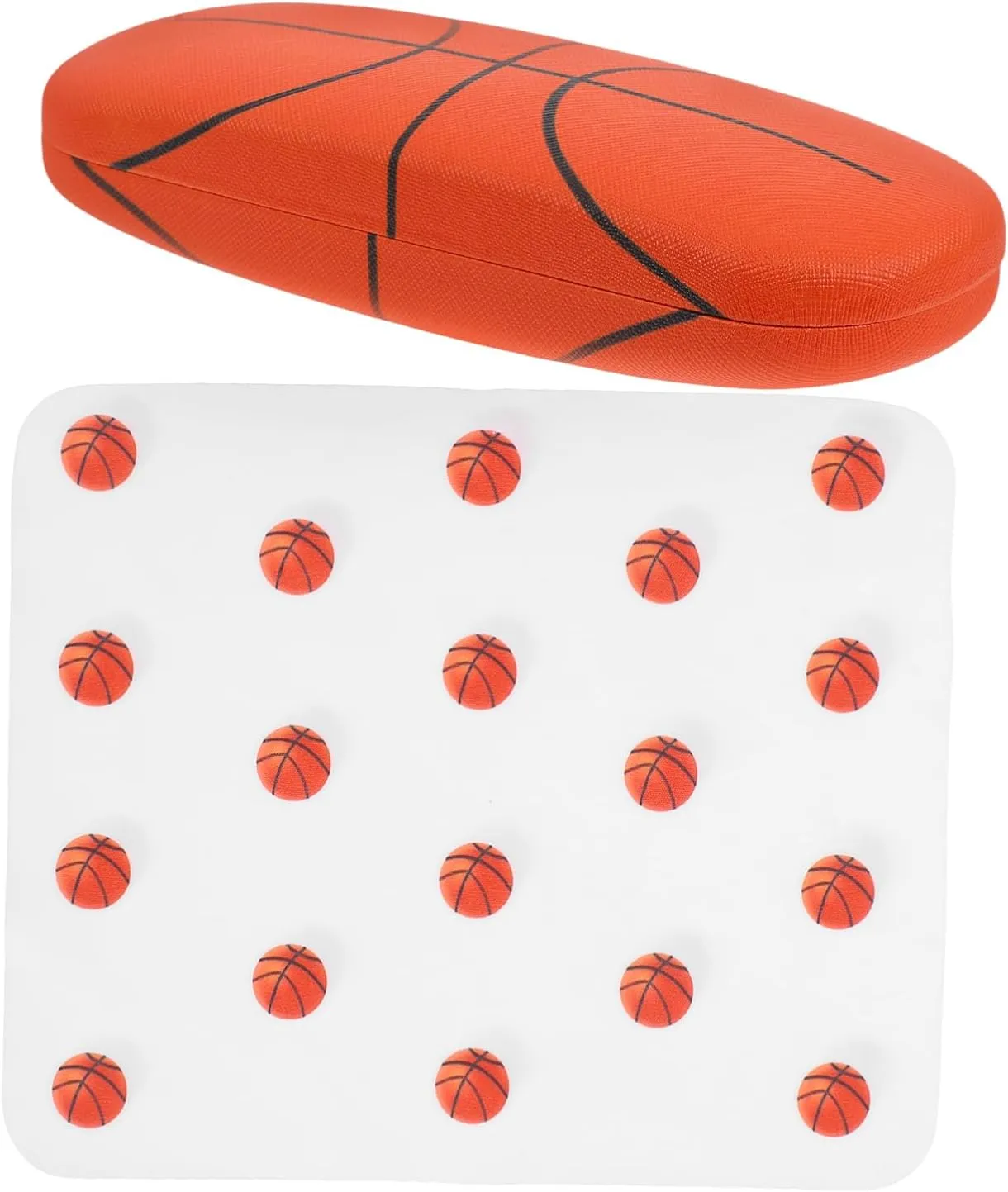 FRCOLOR Hard Shell Eyeglasses Case Cool Basketball Pattern Portable Sunglasses Case for Kids Students Teenager Travel Eye Glass Protective Case with Cleaning Cloth