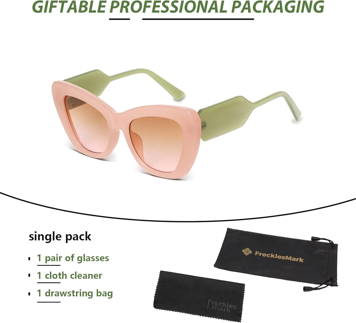 Freckles Mark Trendy Designer Sunglasses Womens Cute Fashion Square Cat Eye Sun Glasses