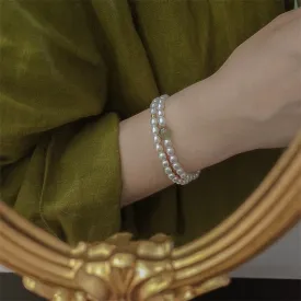 Fresh Water Pearl Stretch Bracelet with Natural Hetian Jade