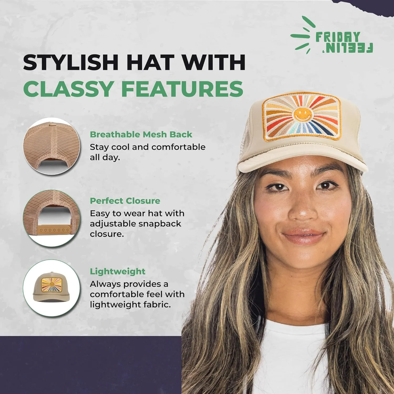 Friday Feelin' Trucker Hat Women Men Baseball Caps Western Trucker Hats Baseball Hats Easy Cap Trendy Gifts - One Size