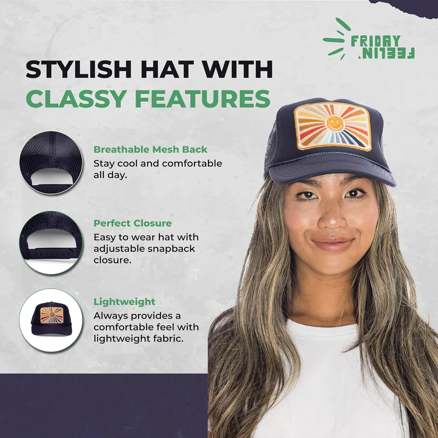 Friday Feelin' Trucker Hat Women Men Baseball Caps Western Trucker Hats Baseball Hats Easy Cap Trendy Gifts - One Size