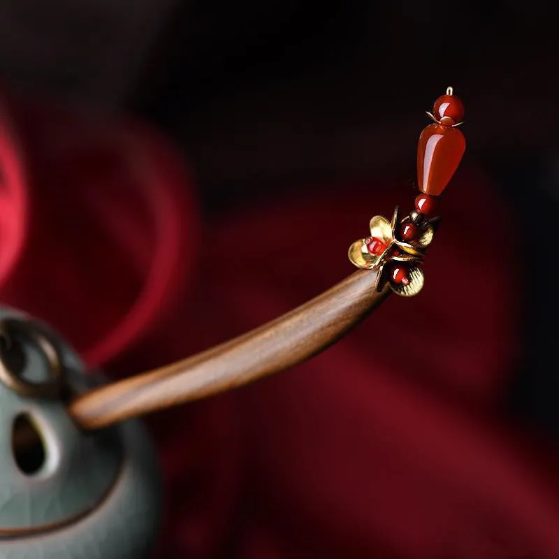 Good Luck Classical Wood Copper Simple Hairpin