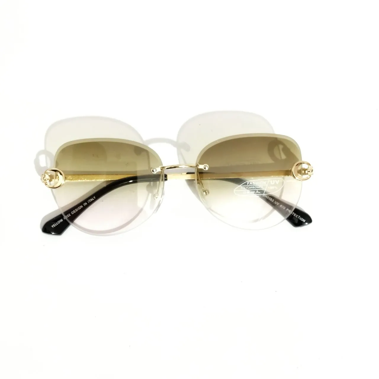 Green Gradient Rimless Sunglasses for Women