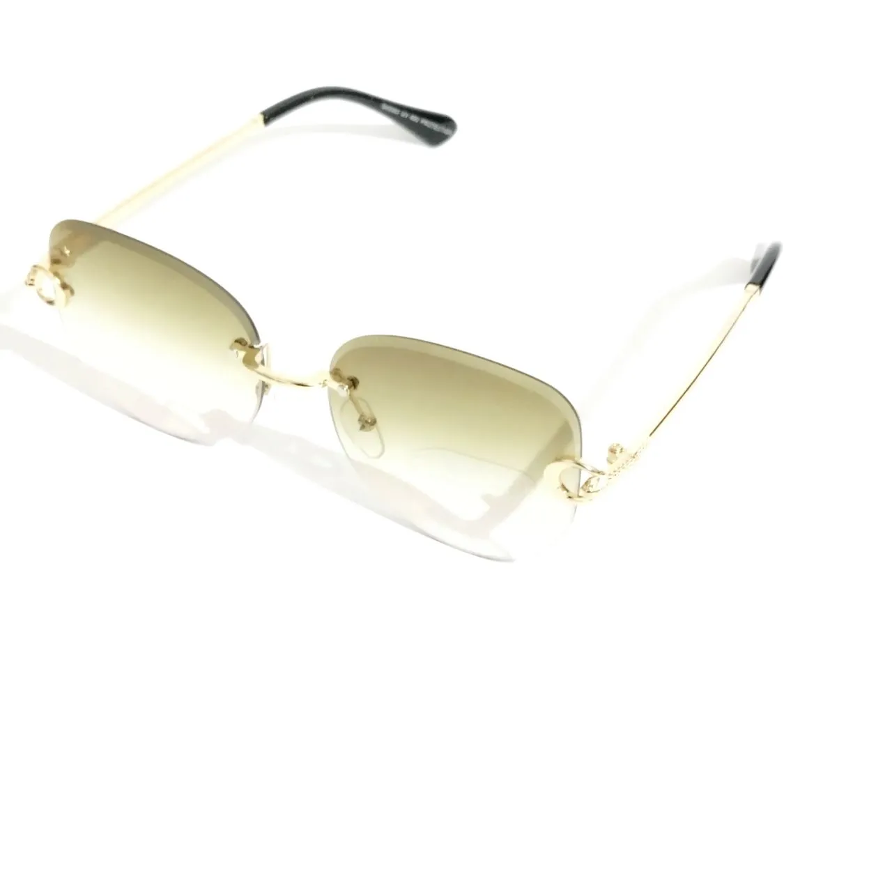 Green Gradient Rimless Sunglasses for Women