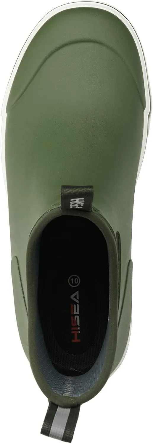 HISEA Men's Deck Boots Saltwater Fishing Booties Waterproof Ankle Rain Boots High Traction