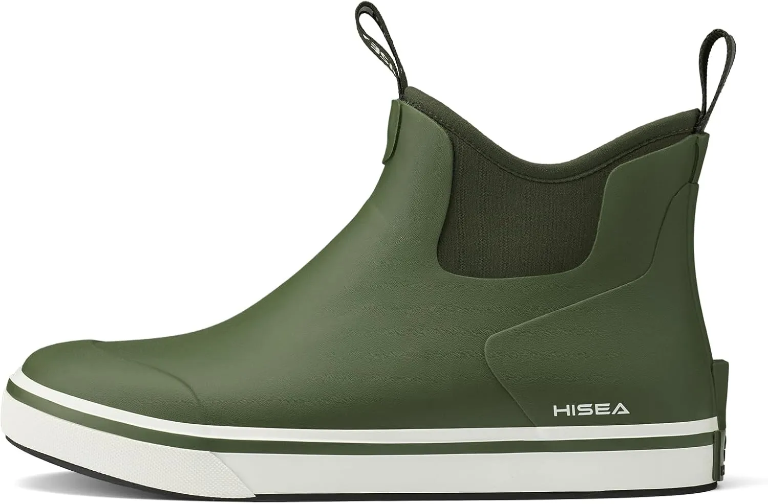 HISEA Men's Deck Boots Saltwater Fishing Booties Waterproof Ankle Rain Boots High Traction