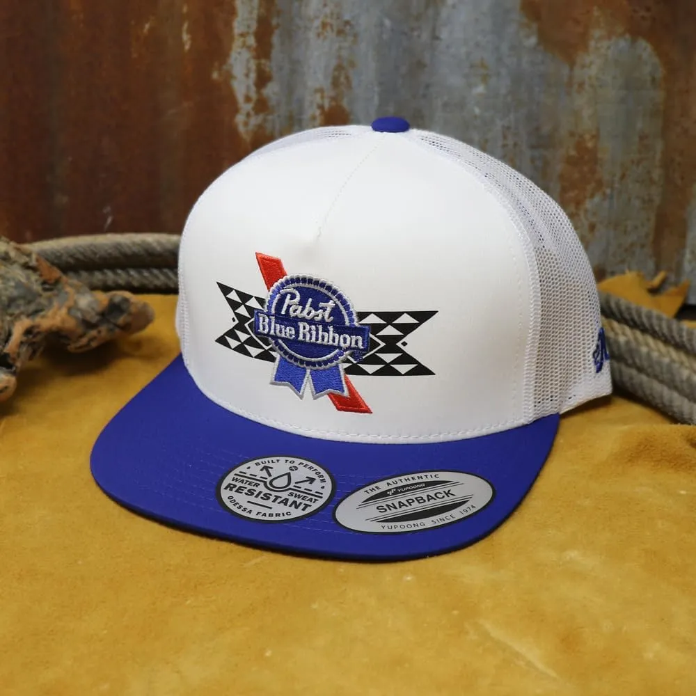 HOOEY Officially Licensed Pabst Blue Ribbon One Size Fits All Adjustable Snapback Hat for Men and Women Mesh Back Trucker Hat