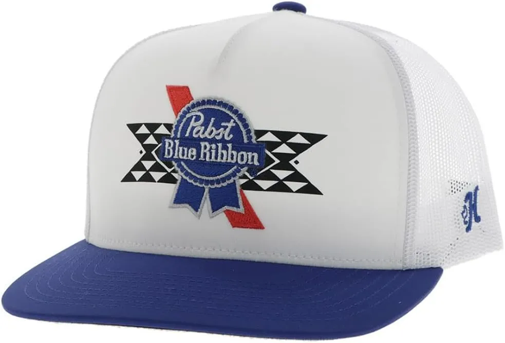 HOOEY Officially Licensed Pabst Blue Ribbon One Size Fits All Adjustable Snapback Hat for Men and Women Mesh Back Trucker Hat