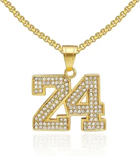 Iced-out Stainless Steel 18K Gold Plated Number Sports Simple Pendent Necklace for Men Hiphop Jewerly Cool Chain with Number Charm Athlete Y2K Simple Punk Fashion Jewelry