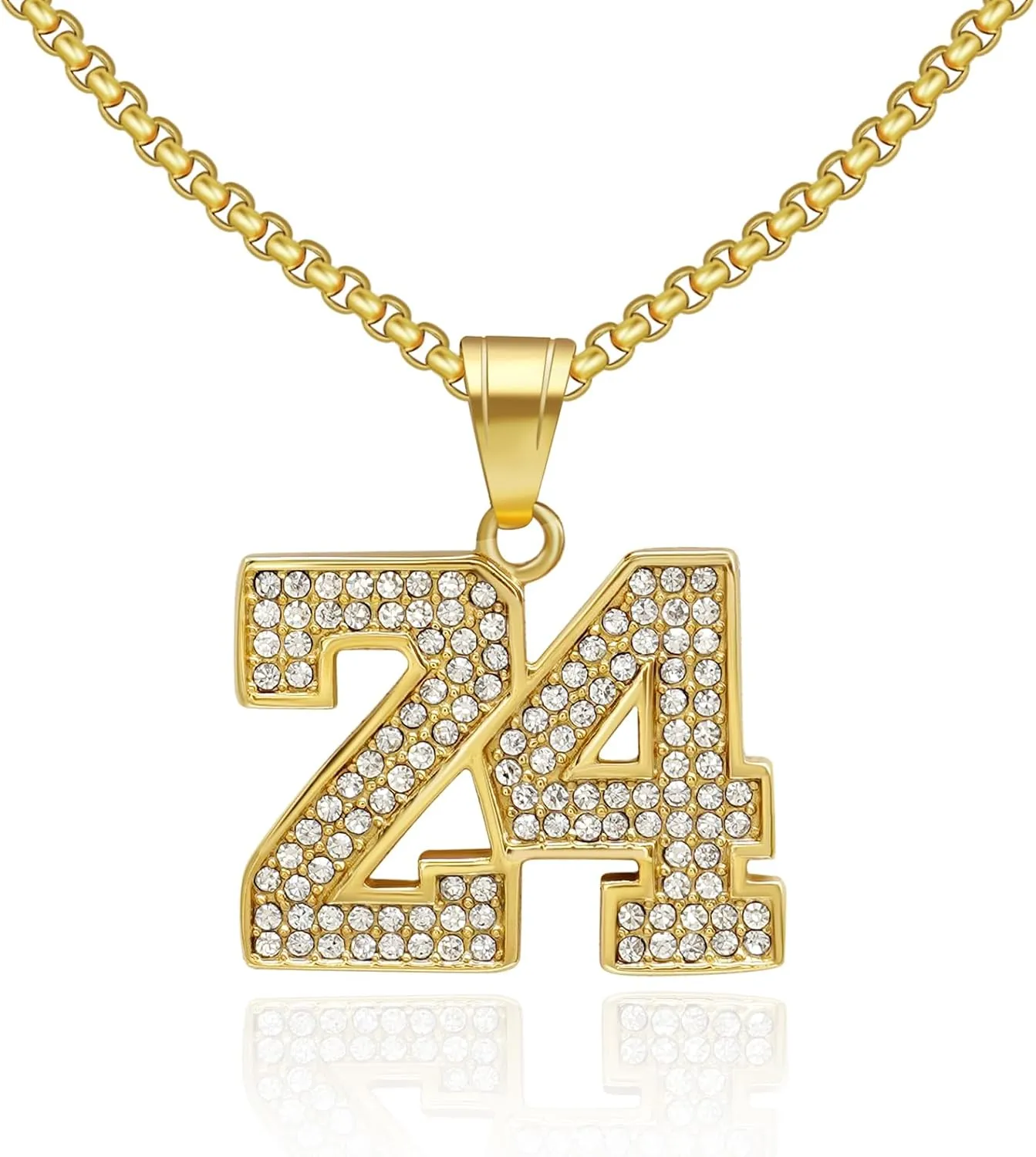 Iced-out Stainless Steel 18K Gold Plated Number Sports Simple Pendent Necklace for Men Hiphop Jewerly Cool Chain with Number Charm Athlete Y2K Simple Punk Fashion Jewelry