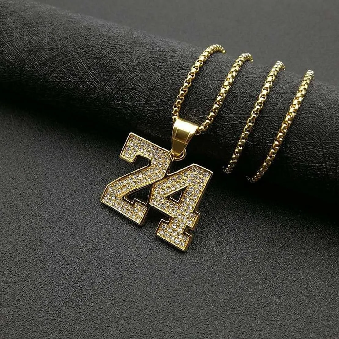 Iced-out Stainless Steel 18K Gold Plated Number Sports Simple Pendent Necklace for Men Hiphop Jewerly Cool Chain with Number Charm Athlete Y2K Simple Punk Fashion Jewelry