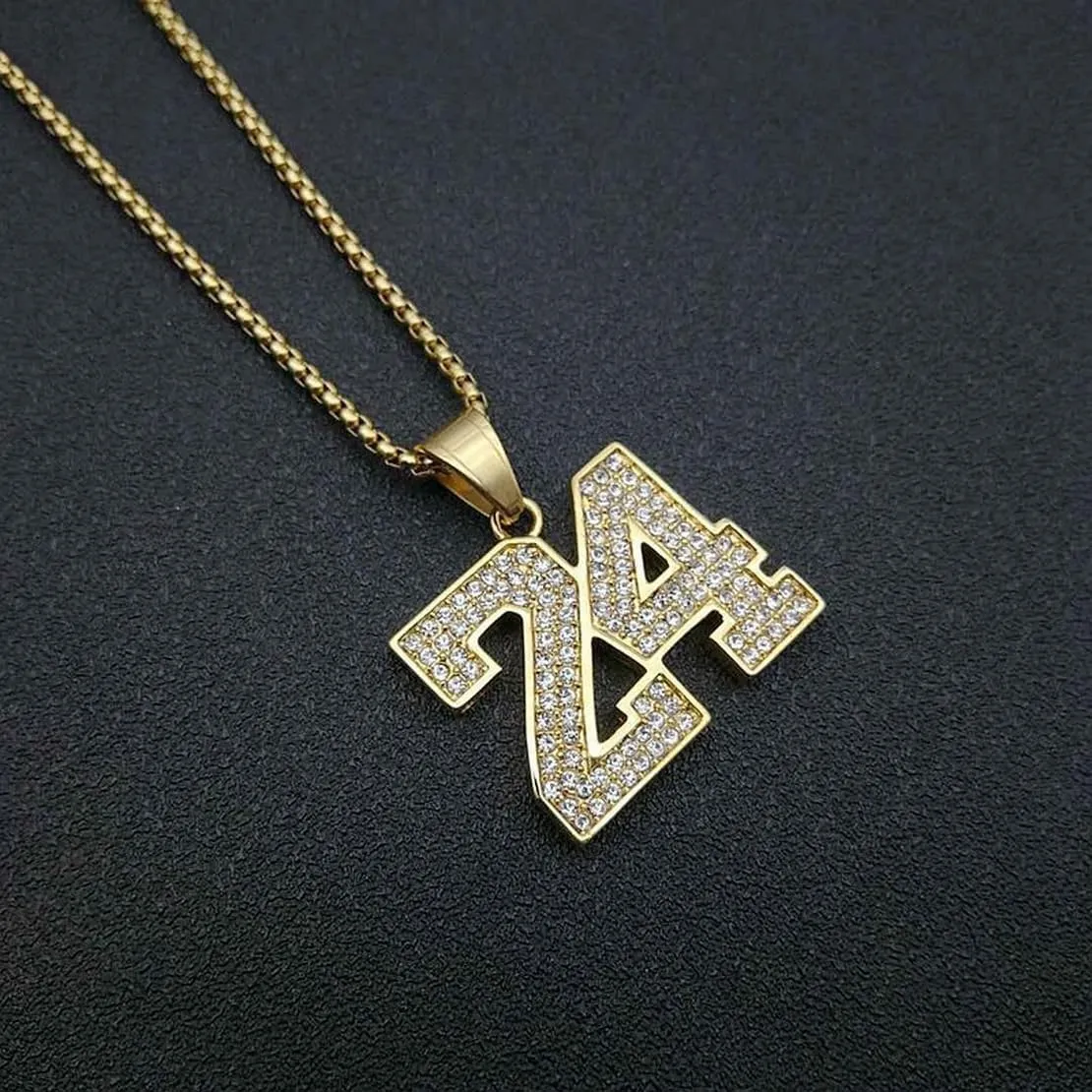 Iced-out Stainless Steel 18K Gold Plated Number Sports Simple Pendent Necklace for Men Hiphop Jewerly Cool Chain with Number Charm Athlete Y2K Simple Punk Fashion Jewelry