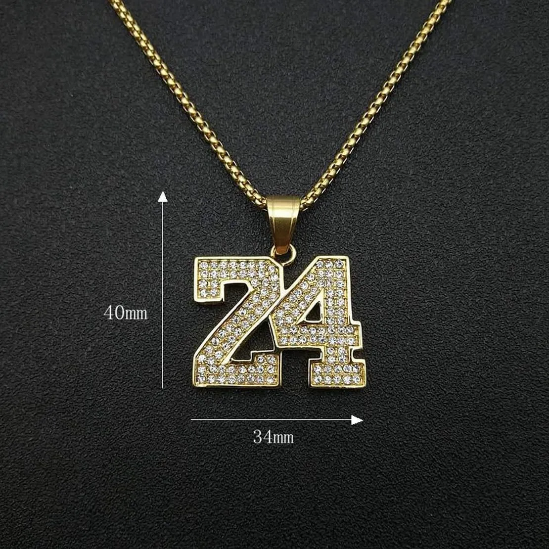 Iced-out Stainless Steel 18K Gold Plated Number Sports Simple Pendent Necklace for Men Hiphop Jewerly Cool Chain with Number Charm Athlete Y2K Simple Punk Fashion Jewelry