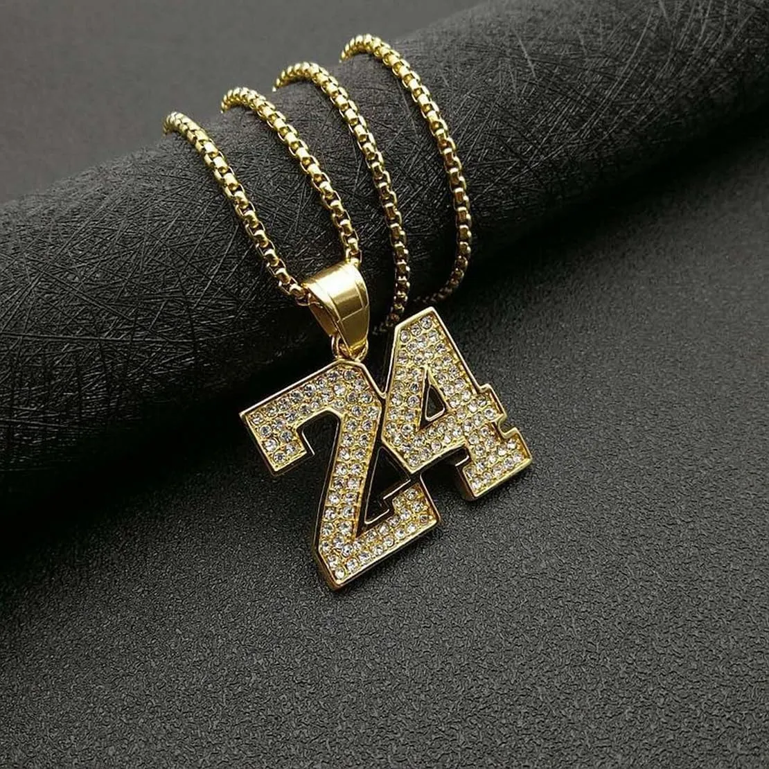 Iced-out Stainless Steel 18K Gold Plated Number Sports Simple Pendent Necklace for Men Hiphop Jewerly Cool Chain with Number Charm Athlete Y2K Simple Punk Fashion Jewelry