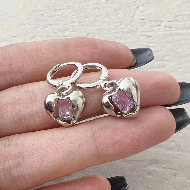 Irregular Heart Tassel Star Earrings