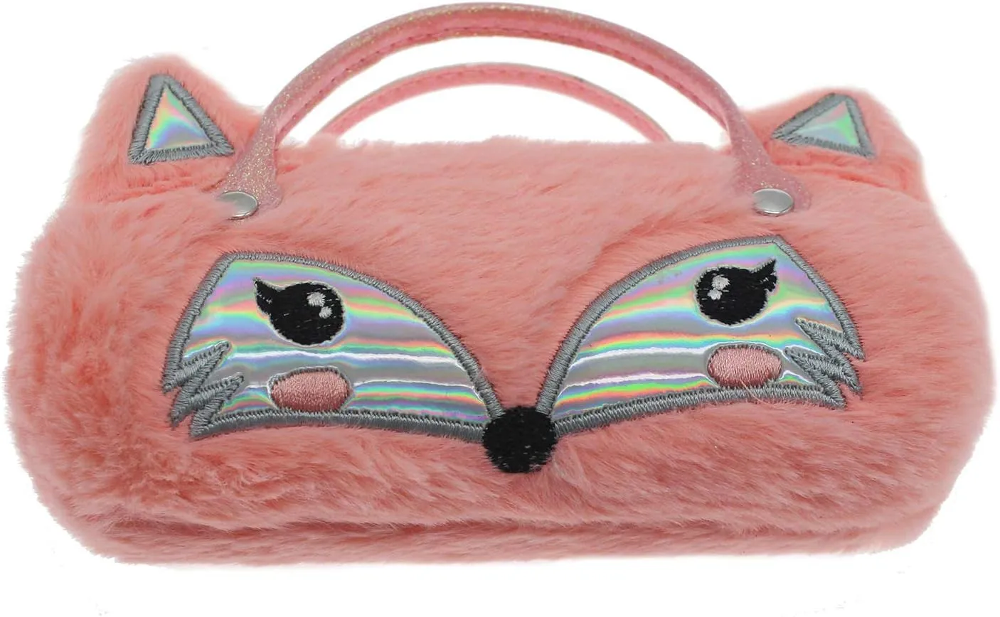 Kids Girls Boys Fluffy Faux Fur Unicorn Eyeglass Case Plush Eyewear Glasses Case Hard Shell with Handle
