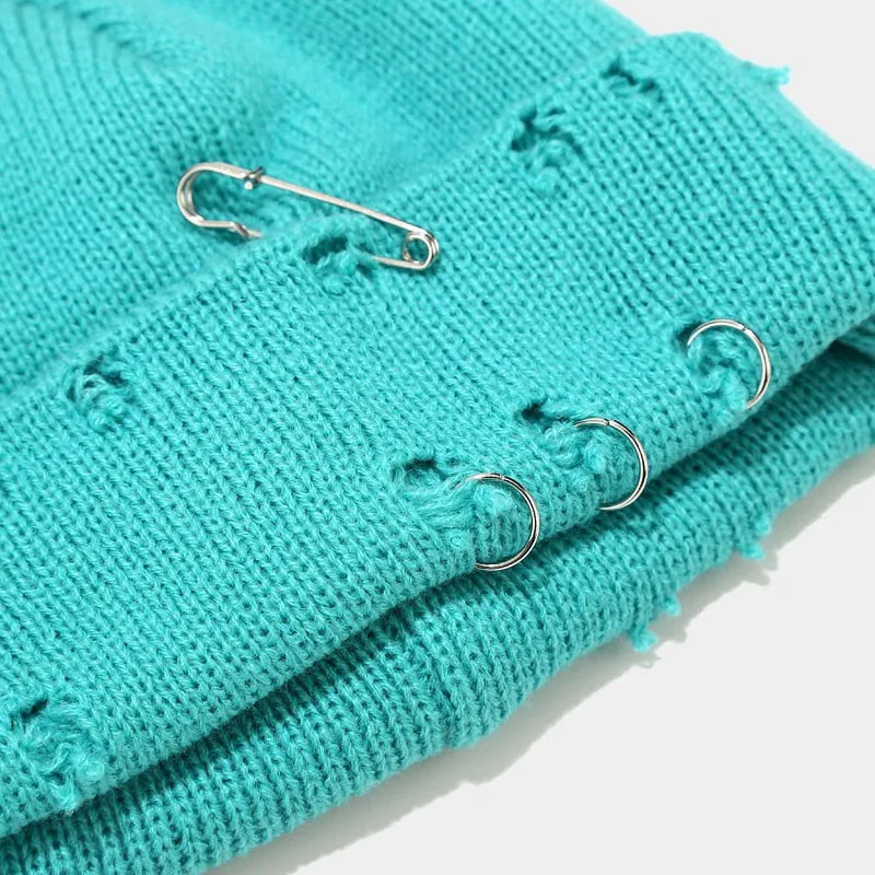 Knitted Distressed Beanie