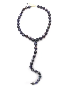 Laila Lariat: Black Baroque Pearl Lariat