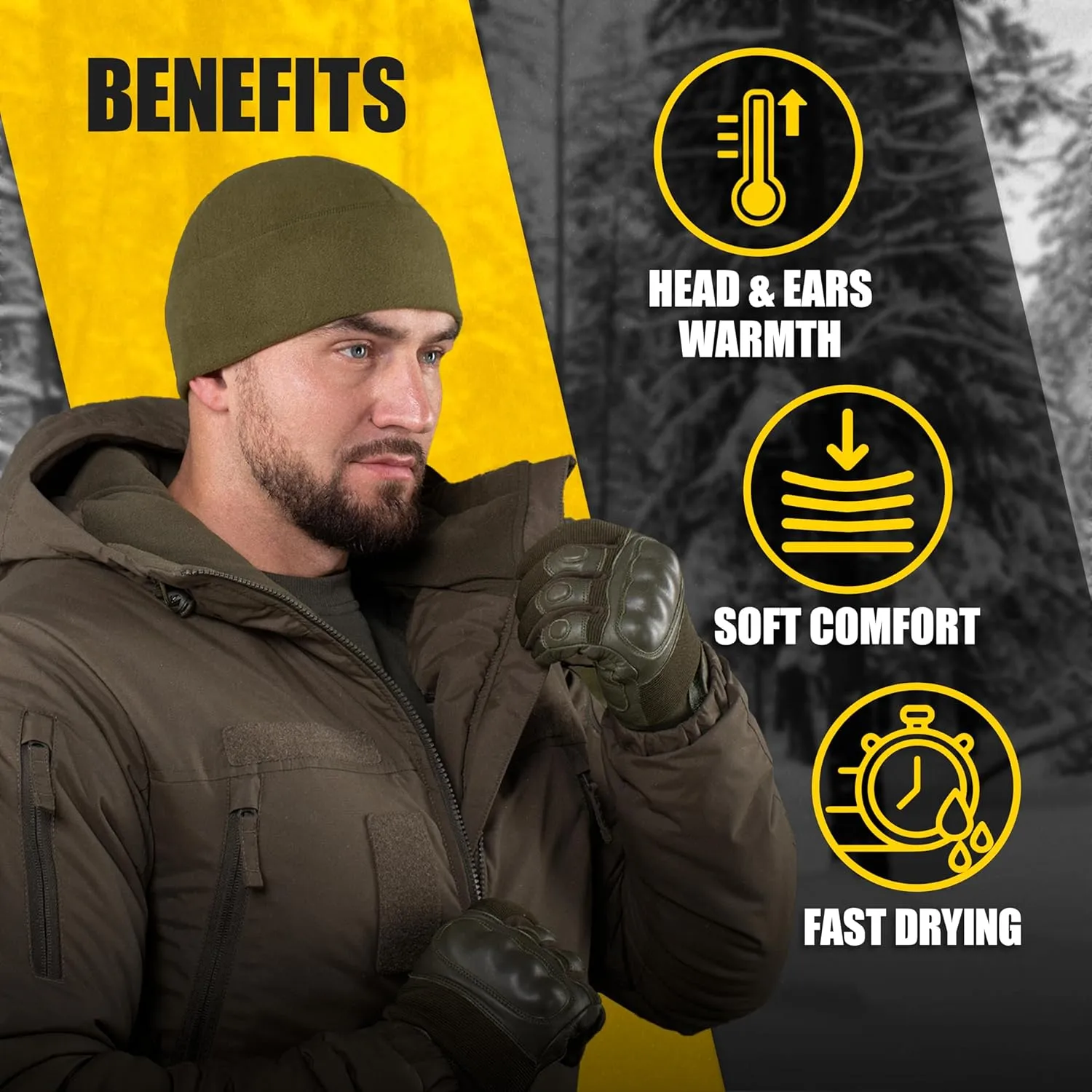 M-Tac Elite Fleece Watch Cap - Military Tactical Beanie Hat Winter Skull Cap