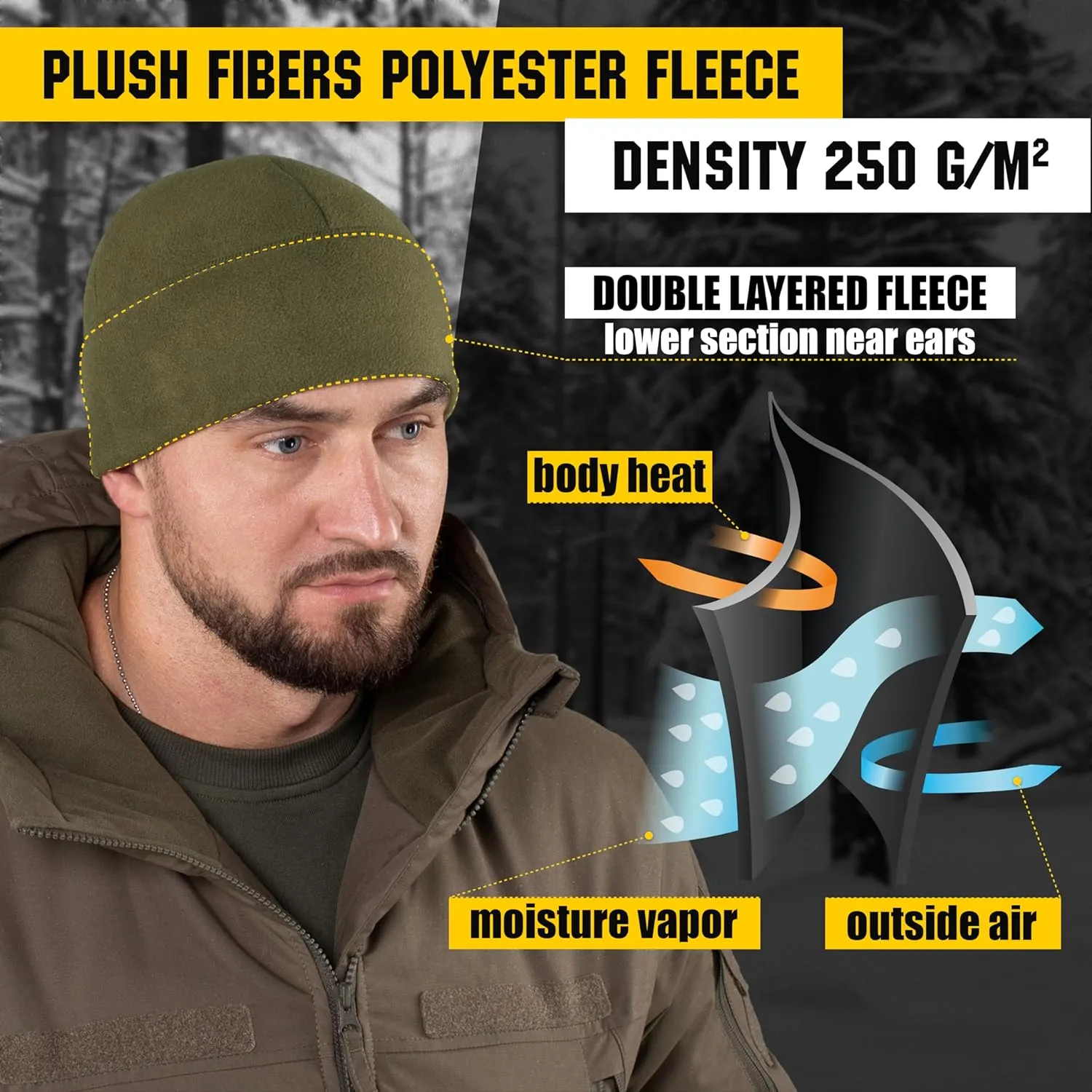 M-Tac Elite Fleece Watch Cap - Military Tactical Beanie Hat Winter Skull Cap
