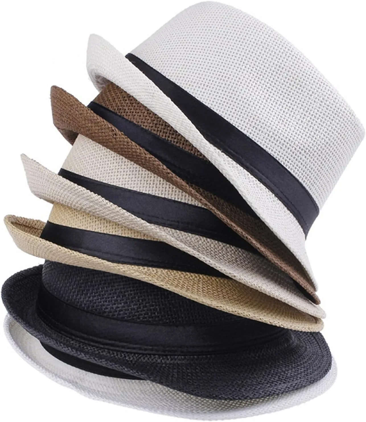Men & Kids Jazz Hat Old Man Cap Short Brim Sun Hat Breathable Fedora Hat Summer Casual Straw