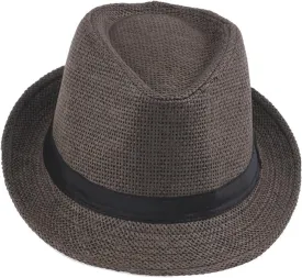 Men & Kids Jazz Hat Old Man Cap Short Brim Sun Hat Breathable Fedora Hat Summer Casual Straw