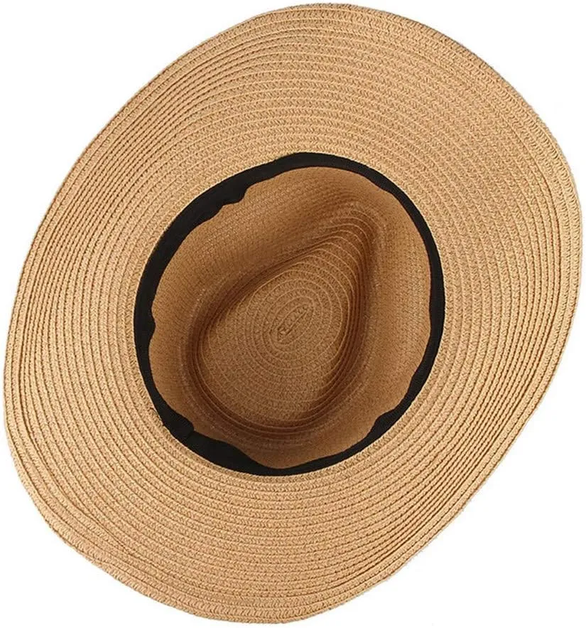 Men Women's Felt Wide Brim Western Cowboy Outdoor Fedora Hats with Belt Classic Straw Summer Cowboy Hat Decorative