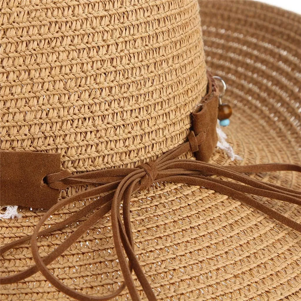 Men Women's Felt Wide Brim Western Cowboy Outdoor Fedora Hats with Belt Classic Straw Summer Cowboy Hat Decorative