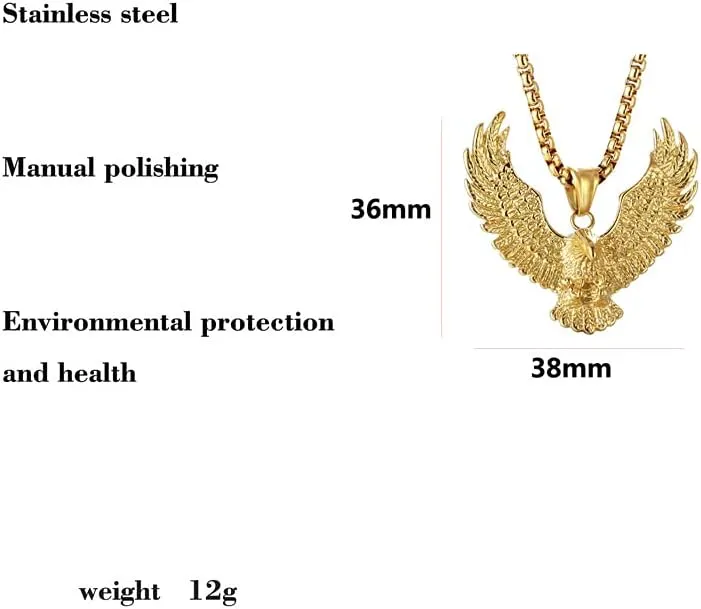 Mens Cool Gothic Tribal Stainless Steel Hawk Eagle Pendant Necklace, 20 inch Chain,Silver with Black