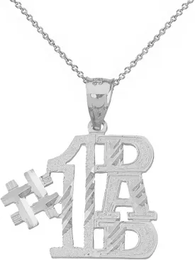 Men's Fine Jewelry Charm #1 Dad Pendant Necklace (20" Chain   Sterling-Silver)