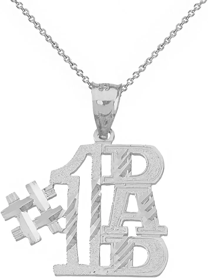 Men's Fine Jewelry Charm #1 Dad Pendant Necklace (20" Chain   Sterling-Silver)
