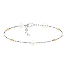 Minimal Round Freshwater Pearl Station Chain Bracelet