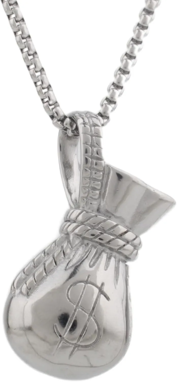 Money Bag Necklace for Men,Dollar Money Sign Pendant Necklace with 23.6 1.96" Chain