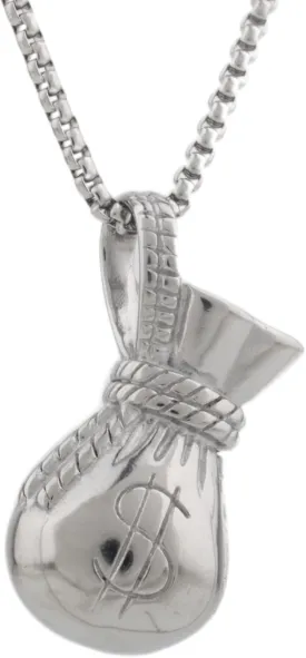 Money Bag Necklace for Men,Dollar Money Sign Pendant Necklace with 23.6 1.96" Chain