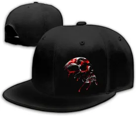 Motorcycle Skull Hat Flat Bill Hats for Men Snap Backpack Mens Hats Snapback Baseball Cap for Teens Boys