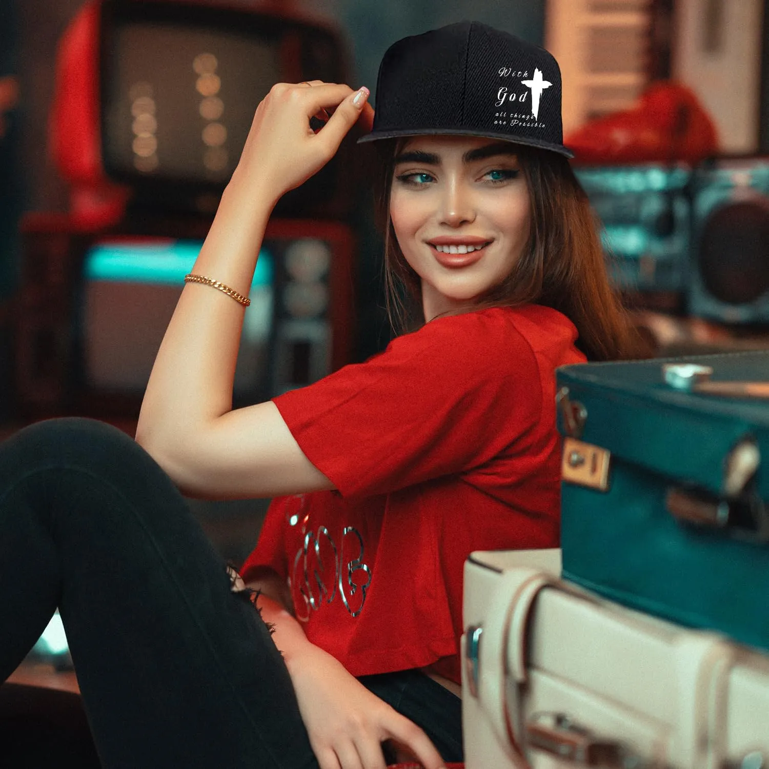 Motorcycle Skull Hat Flat Bill Hats for Men Snap Backpack Mens Hats Snapback Baseball Cap for Teens Boys