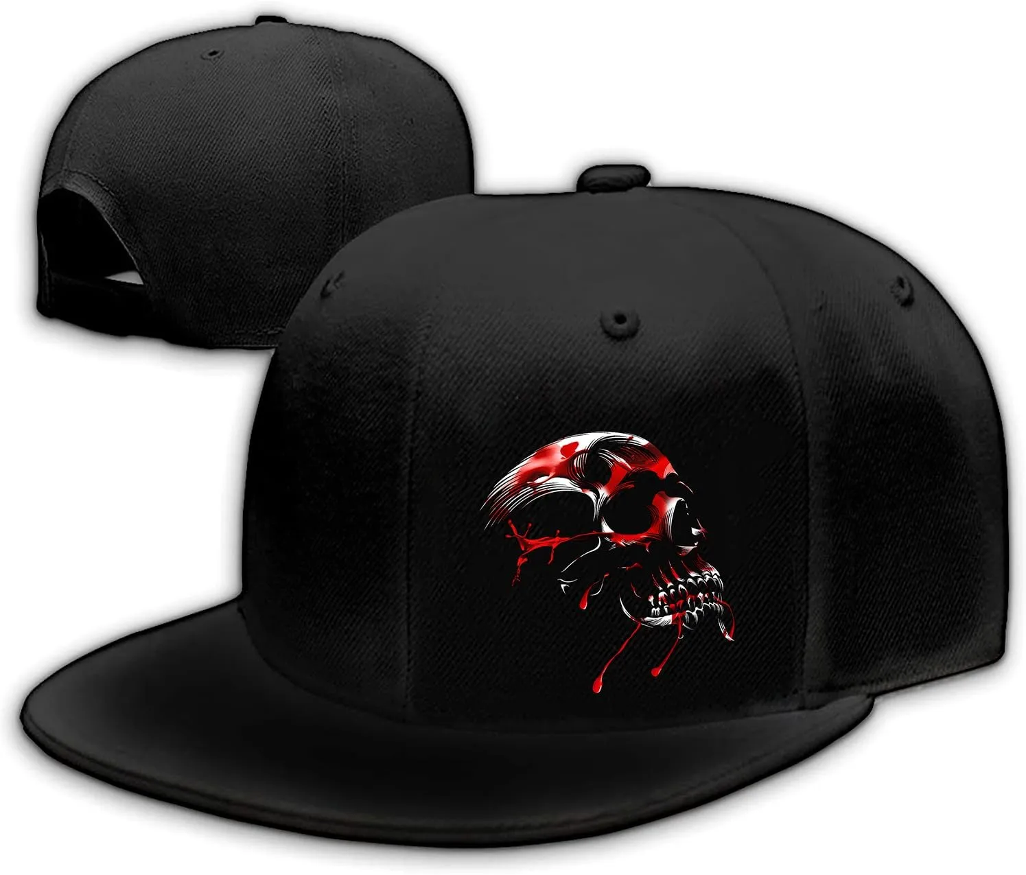 Motorcycle Skull Hat Flat Bill Hats for Men Snap Backpack Mens Hats Snapback Baseball Cap for Teens Boys
