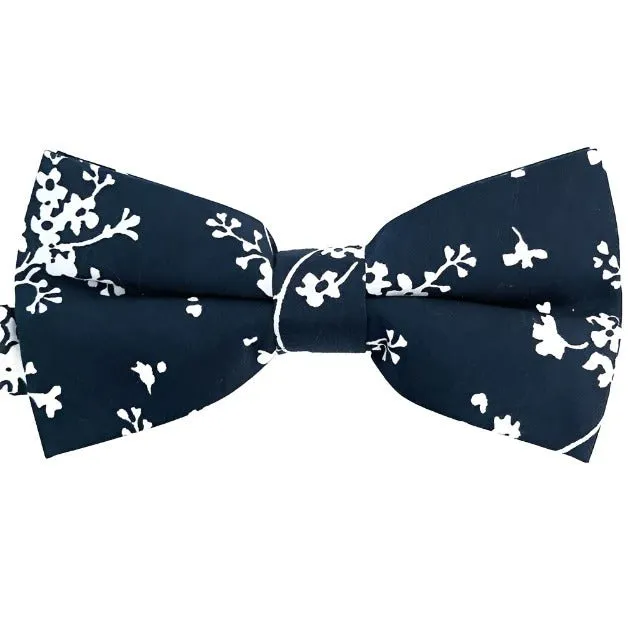 Navy Floral Bow Tie