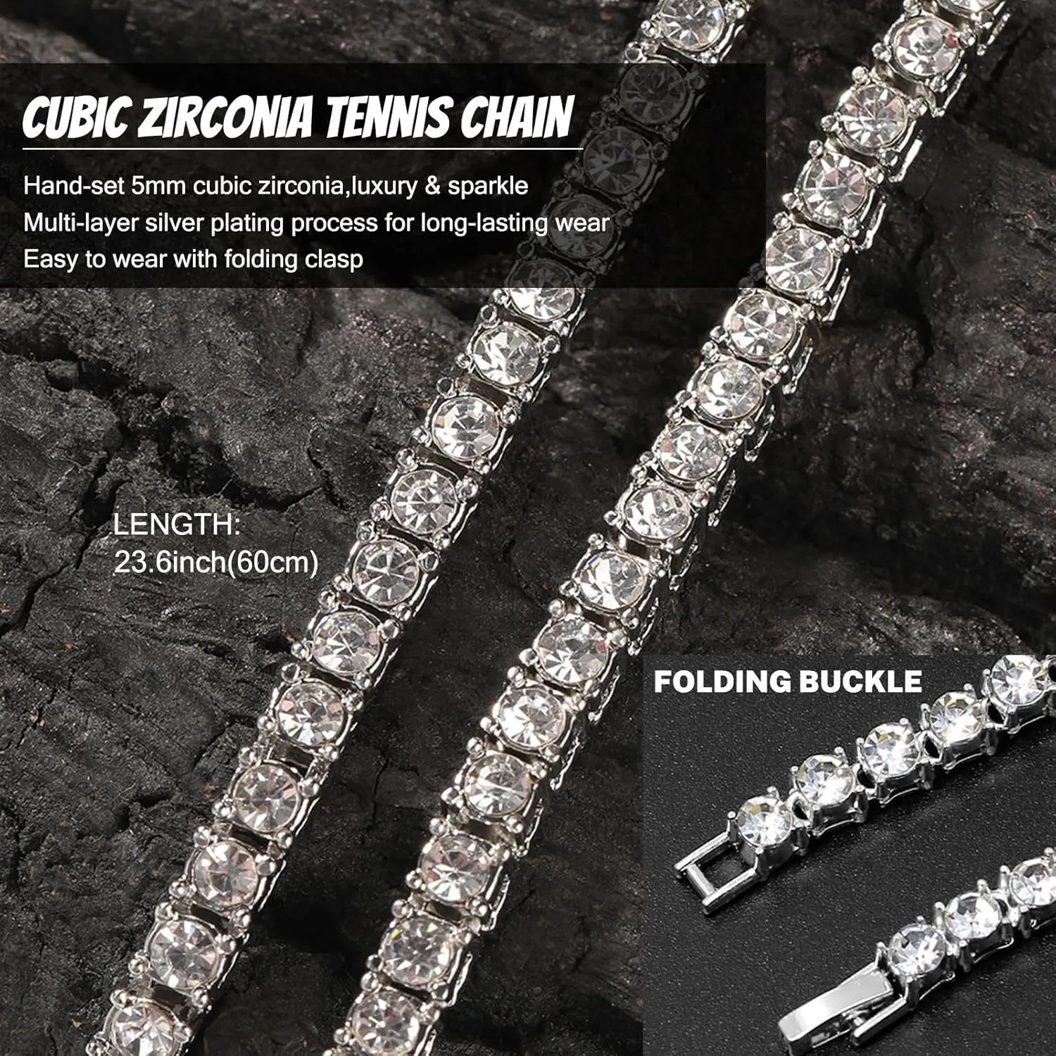 Necklace for Men Cross Pendant Necklace Diamond Tennis Chain Cuban Necklace Hip Pop Jewelry