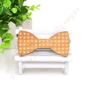 New arrival men wood bow tie matts triangle plaid shape gentleman bow tie