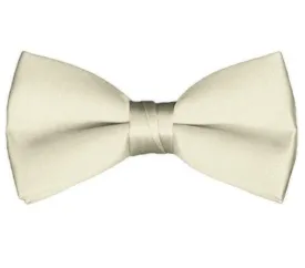 New Solid Satin Pretied Bow Ties - Cream