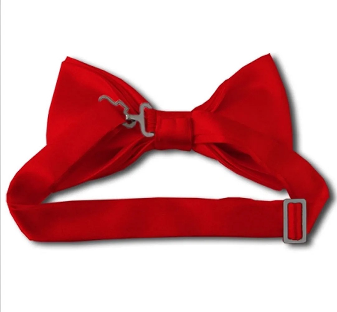 New Solid Satin Pretied Bow Ties - Cream