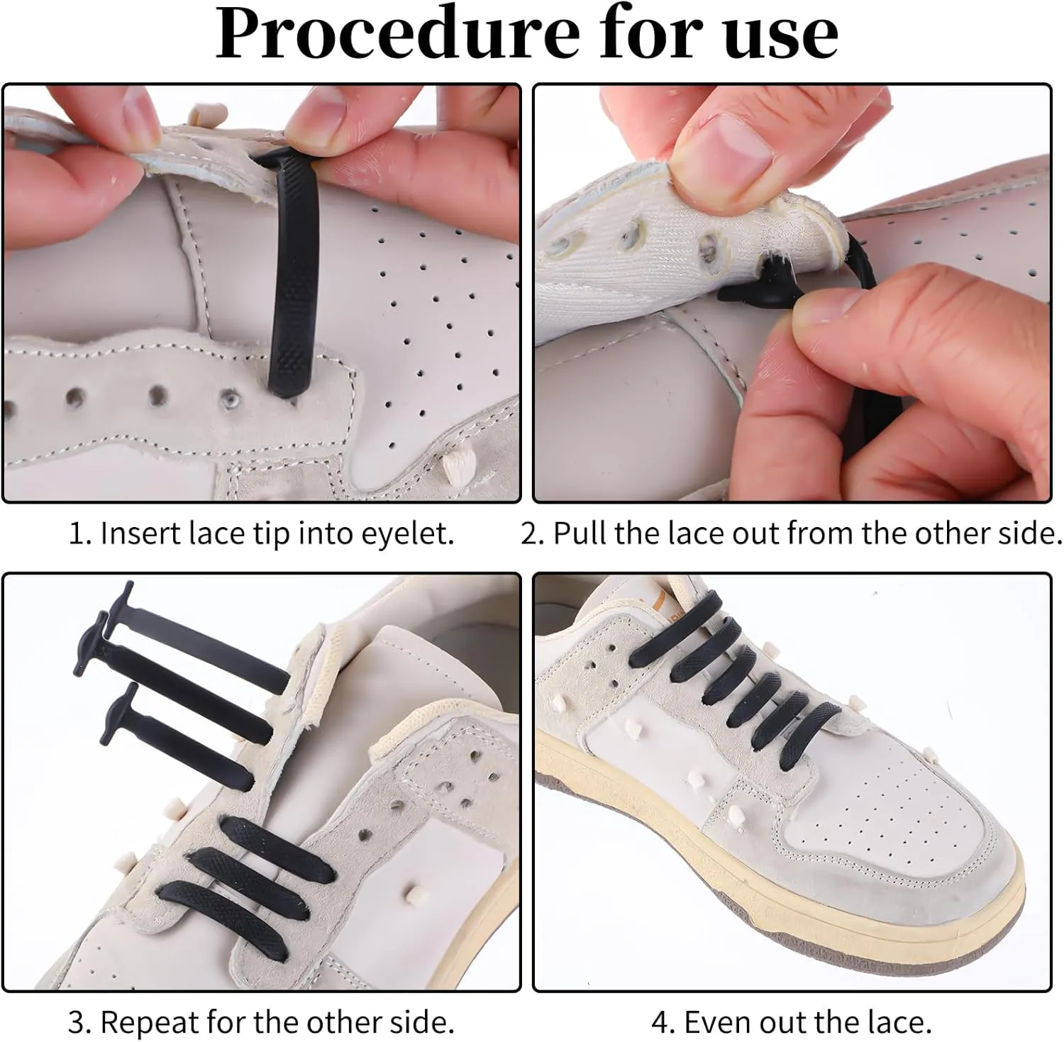 No Tie Shoe Laces Stretchy Silicone Elastic Lazy Shoelaces Rubber Flat Shoe Ties One Size Fits All Kids Adults
