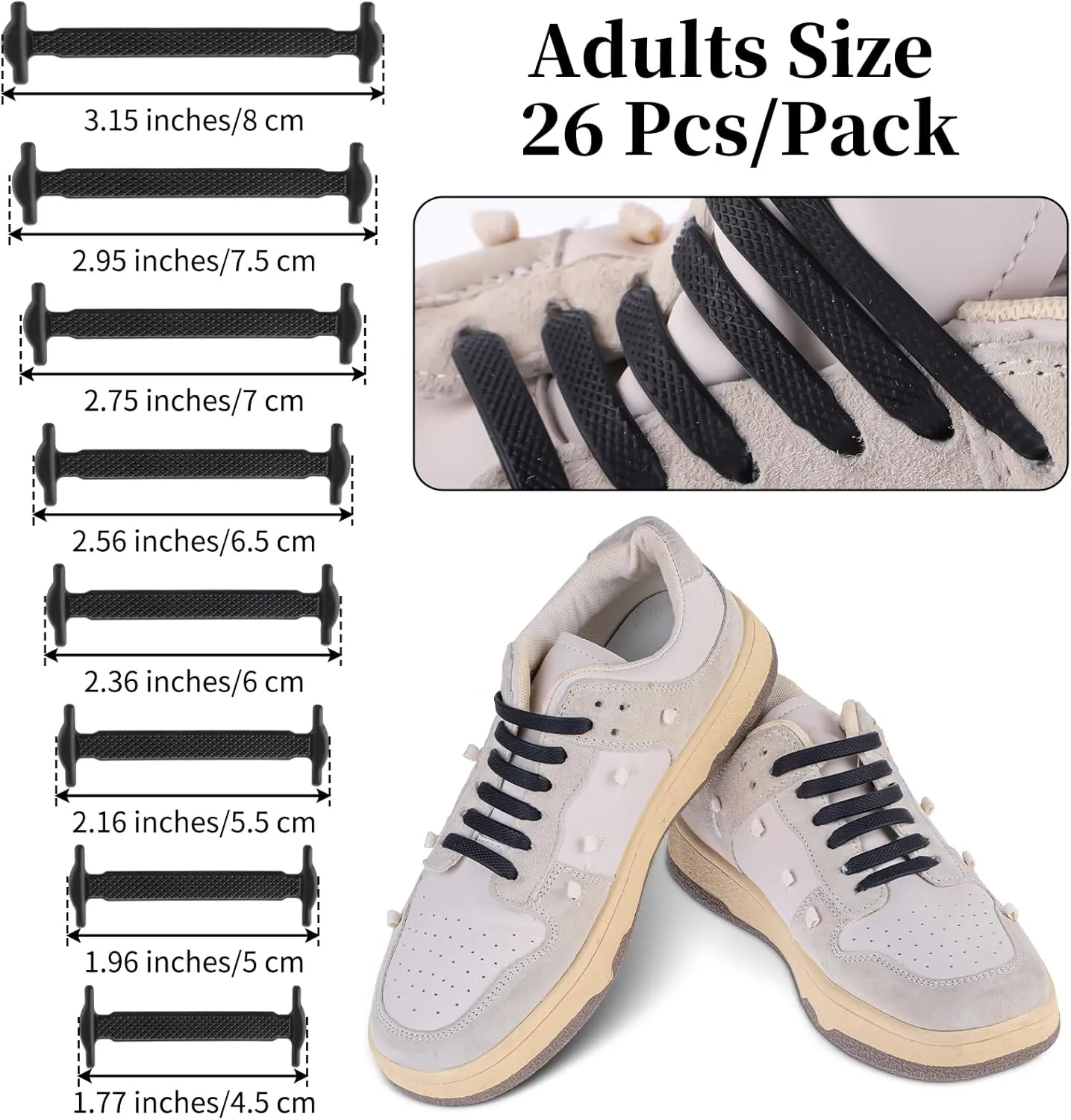 No Tie Shoe Laces Stretchy Silicone Elastic Lazy Shoelaces Rubber Flat Shoe Ties One Size Fits All Kids Adults
