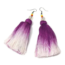 Ombre Tassel Hilltribe Earrings, E