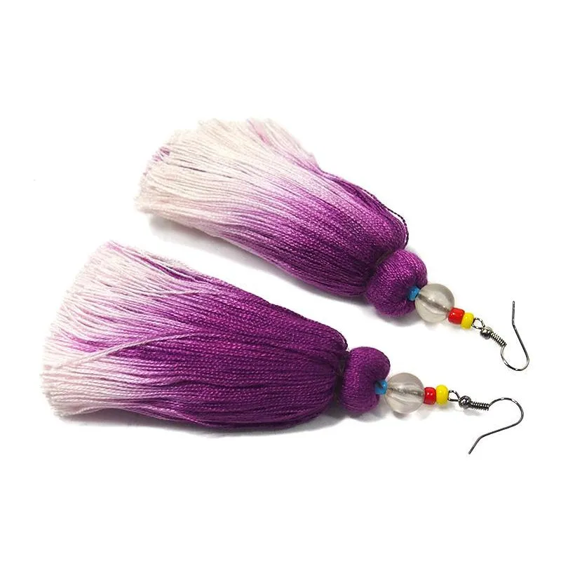Ombre Tassel Hilltribe Earrings, E