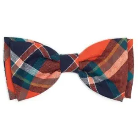 Orange & Navy Plaid Bow Tie