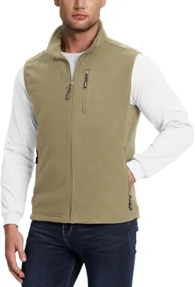 Outdoor Ventures Men's Full-Zip Lightweight Polar Fleece Vest Outerwear with 5 Pockets Warm Winter Sleeveless Jacket Casual