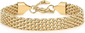 PAVOI 14K Gold Plated Chunky Chain Adjustable Bracelet for Women | Stainless Steel Lightweight Trendy Chain Bracelet